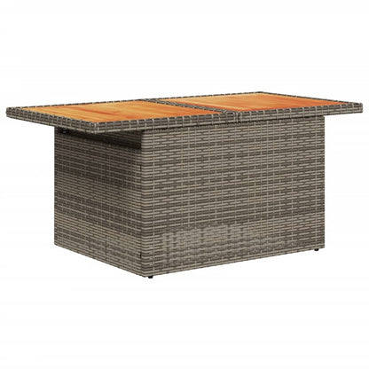 Garden Table Grey 100x55x73 cm Poly Rattan and Acacia Wood