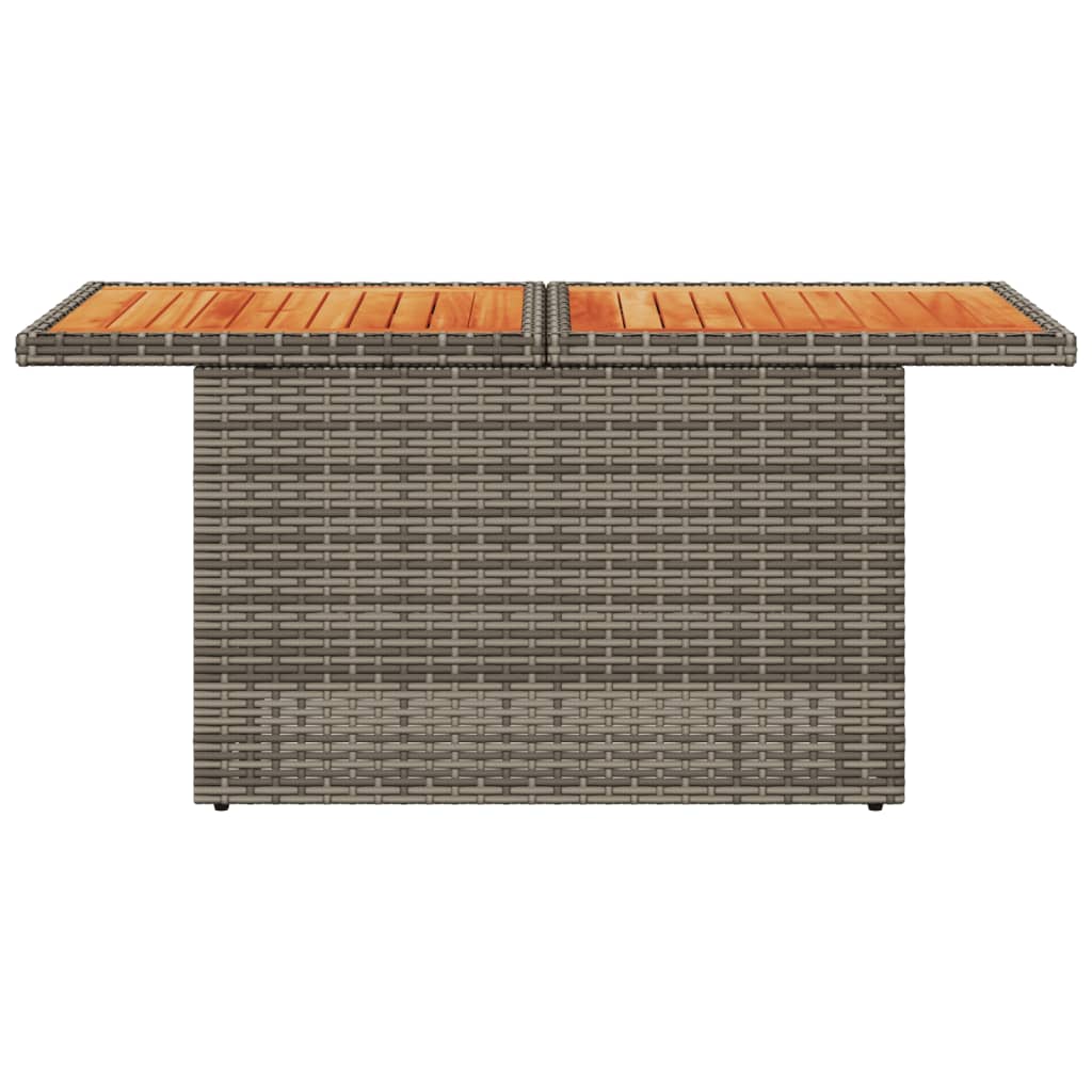 Garden Table Grey 100x55x73 cm Poly Rattan and Acacia Wood