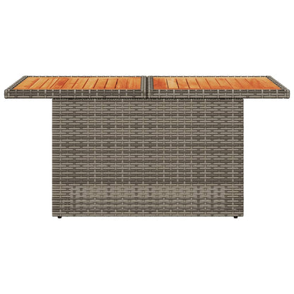 Garden Table Grey 100x55x73 cm Poly Rattan and Acacia Wood