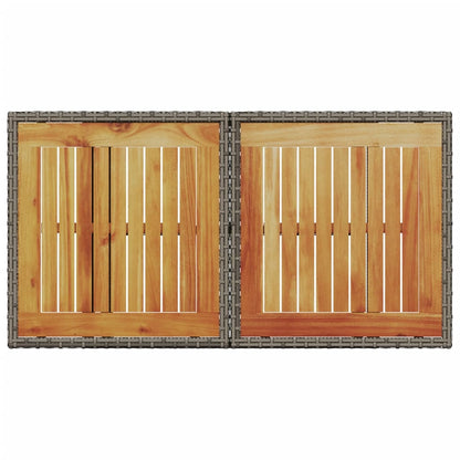 Garden Table Grey 100x55x73 cm Poly Rattan and Acacia Wood