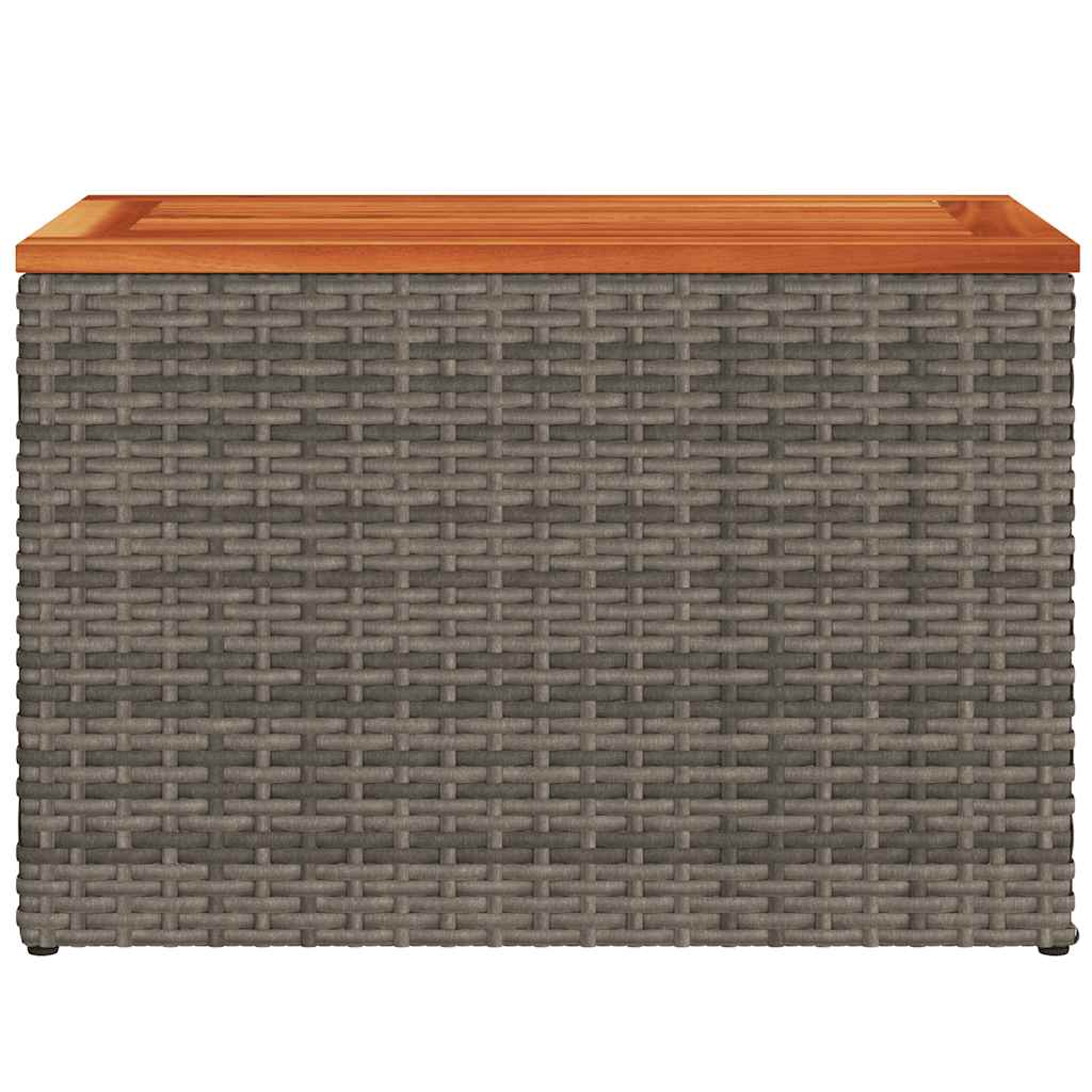 Garden Side Tables 2pcs Grey 55x34x37cm Poly Rattan Solid Wood