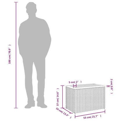 Garden Side Tables 2pcs Grey 55x34x37cm Poly Rattan Solid Wood