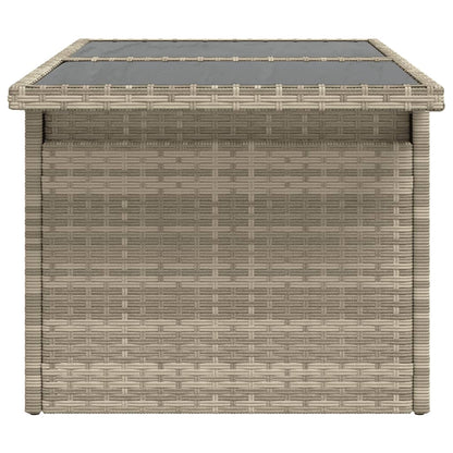 Garden Table with Glass Top Light Grey 100x55x73 cm Poly Rattan