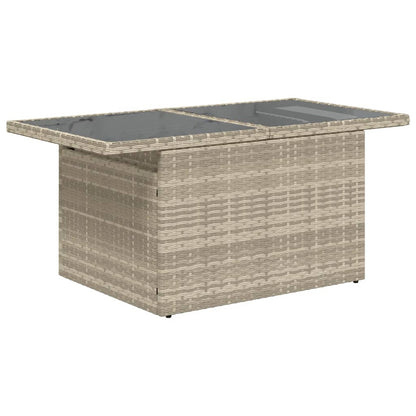 Garden Table with Glass Top Light Grey 100x55x73 cm Poly Rattan