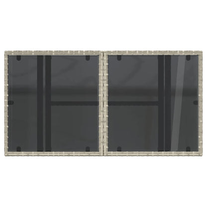 Garden Table with Glass Top Light Grey 100x55x73 cm Poly Rattan