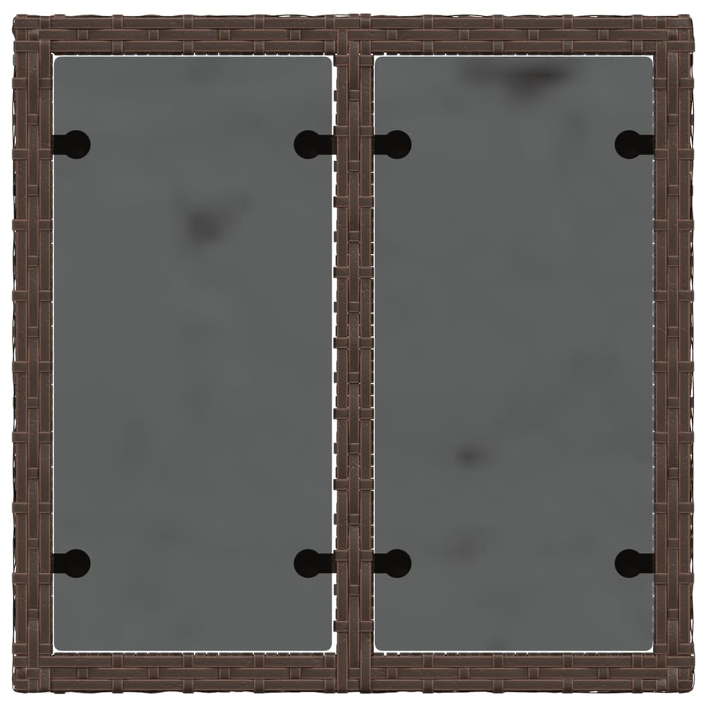 Garden Table with Glass Top Brown 55x55x37 cm Poly Rattan