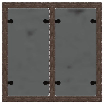 Garden Table with Glass Top Brown 55x55x37 cm Poly Rattan