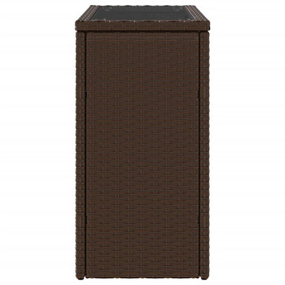 Garden Side Table with Glass Top Brown 58x27.5x55 cm Poly Rattan