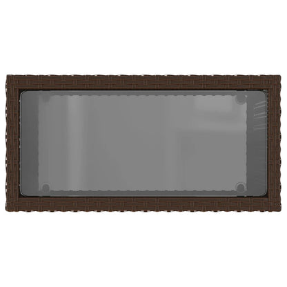 Garden Side Table with Glass Top Brown 58x27.5x55 cm Poly Rattan