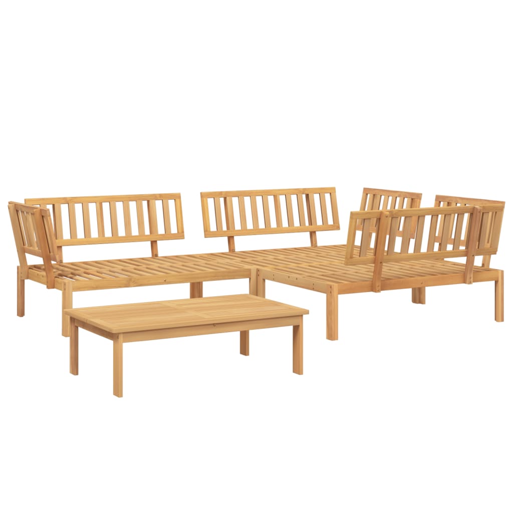 Solid Acacia Wood 4-Piece Garden Pallet Sofa Set Outdoor Furniture