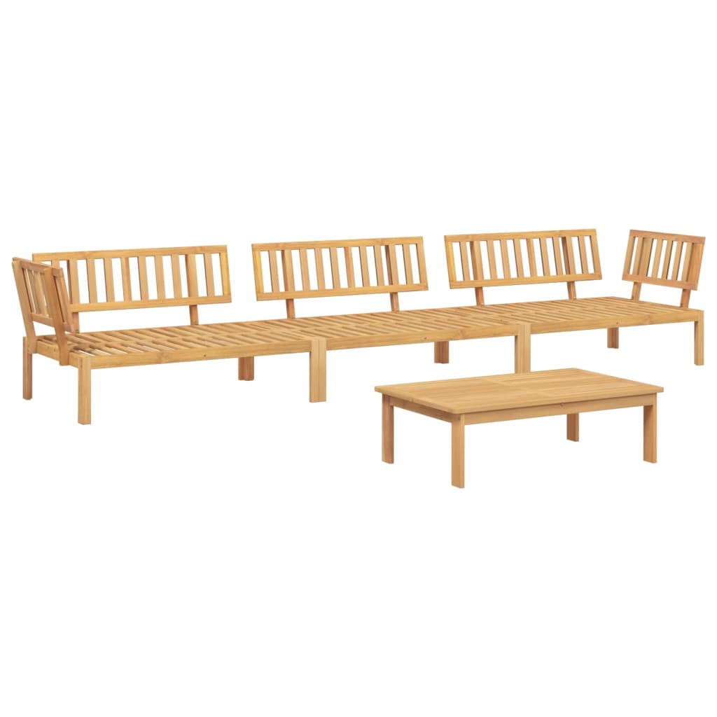 Solid Acacia Wood 4-Piece Garden Pallet Sofa Set - Natural Finish