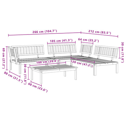 Solid Acacia Wood Garden Pallet Sofa Set - 4 Piece Outdoor Furniture