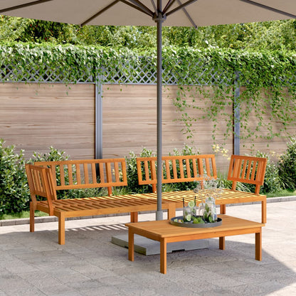 Solid Acacia Wood Garden Corner Sofas - Set of 2 Outdoor Furniture