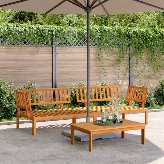 Solid Acacia Wood Garden Corner Sofas - Set of 2 Outdoor Furniture