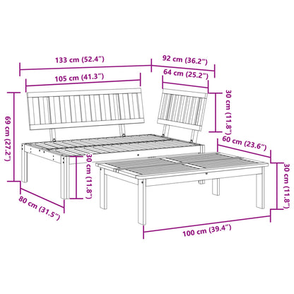 Solid Acacia Wood Garden Pallet Sofa Set - 2 Piece Outdoor Seating