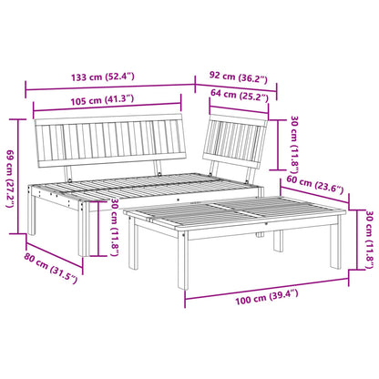 Solid Acacia Wood Garden Pallet Sofa Set - 2 Piece Outdoor Furniture