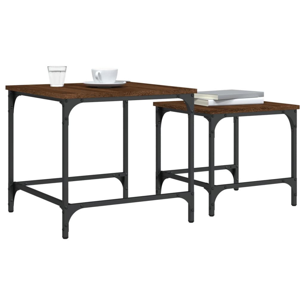 Nesting Coffee Tables 2 pcs Brown Oak Engineered Wood