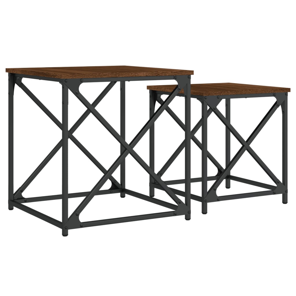 Nesting Coffee Tables 2 pcs Brown Oak Engineered Wood