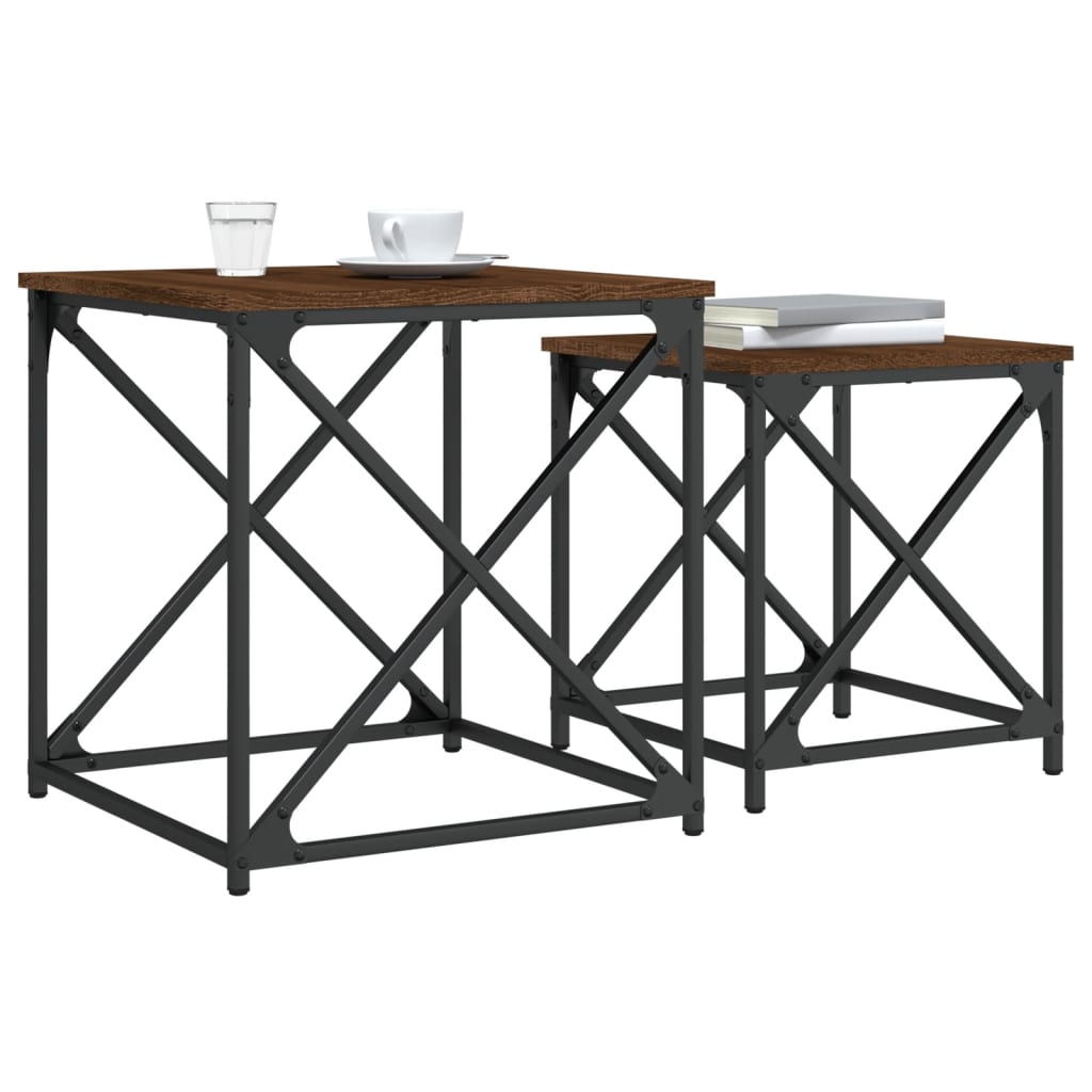 Nesting Coffee Tables 2 pcs Brown Oak Engineered Wood