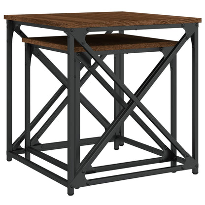 Nesting Coffee Tables 2 pcs Brown Oak Engineered Wood