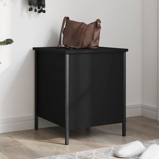 Black Engineered Wood Storage Bench 40x42.5x50 cm
