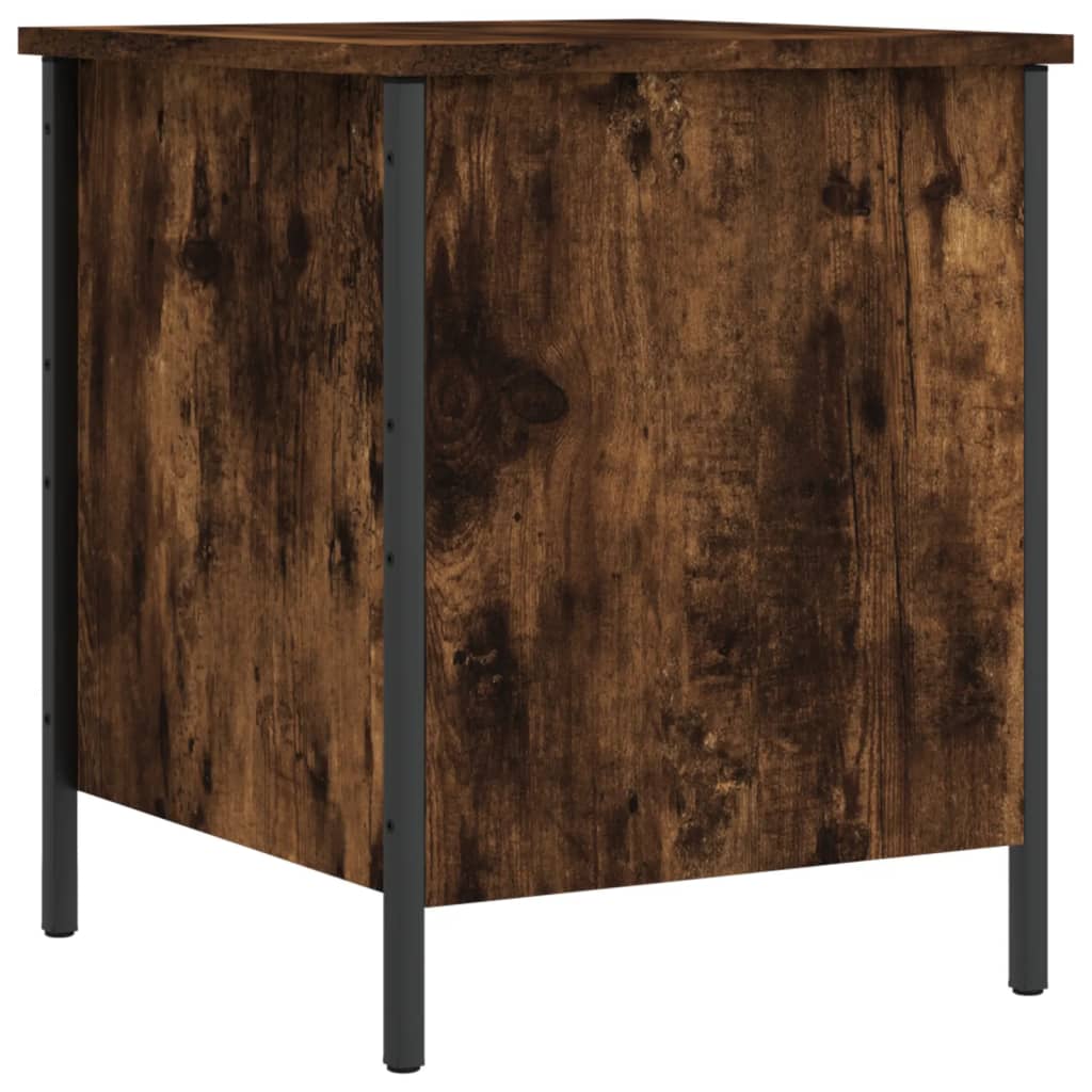 Compact Smoked Oak Storage Bench - 40x42.5x50 cm Engineered Wood
