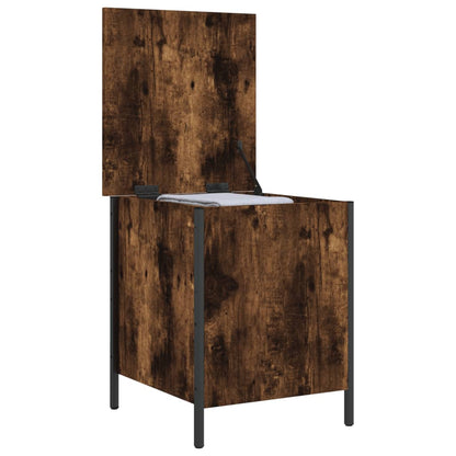 Compact Smoked Oak Storage Bench - 40x42.5x50 cm Engineered Wood