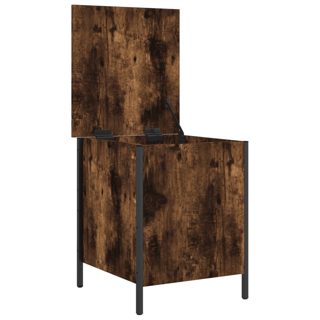 Compact Smoked Oak Storage Bench - 40x42.5x50 cm Engineered Wood