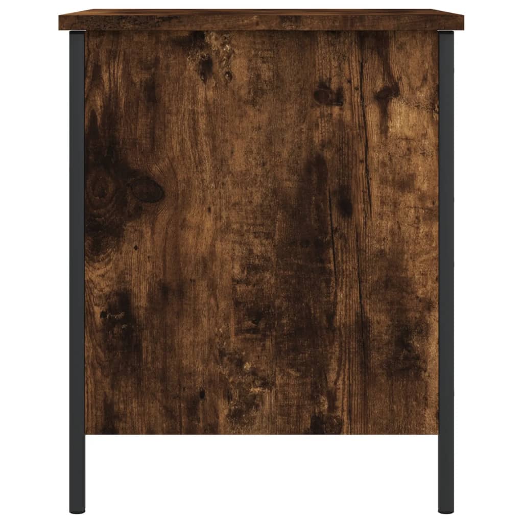 Compact Smoked Oak Storage Bench - 40x42.5x50 cm Engineered Wood