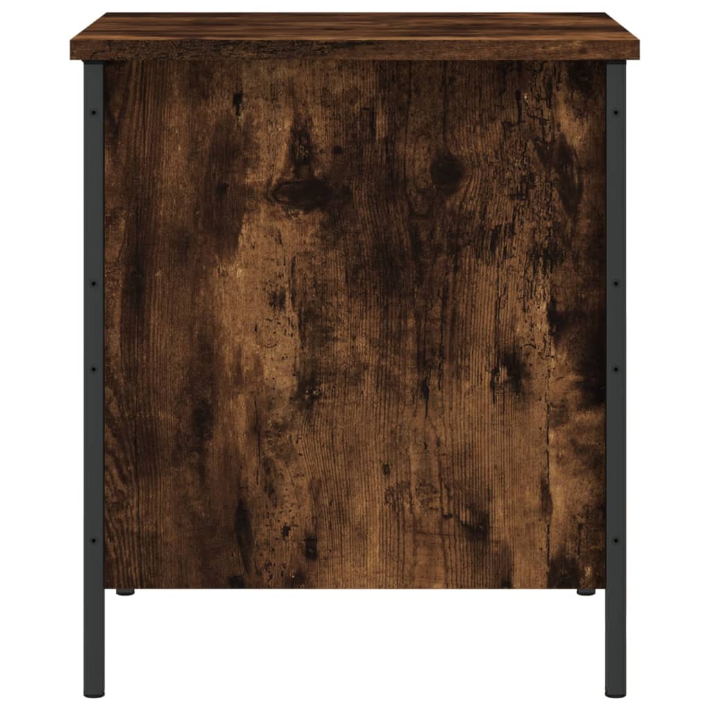 Compact Smoked Oak Storage Bench - 40x42.5x50 cm Engineered Wood