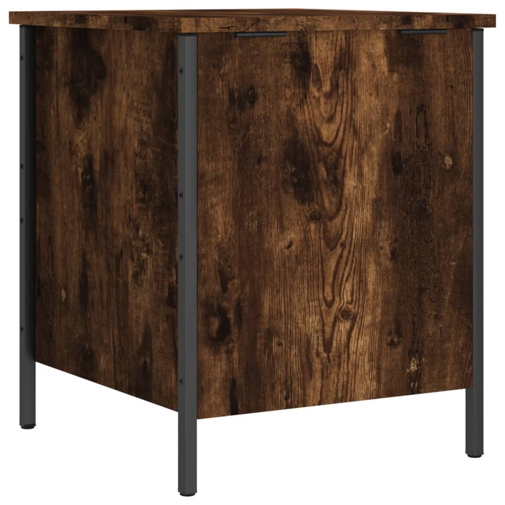 Compact Smoked Oak Storage Bench - 40x42.5x50 cm Engineered Wood