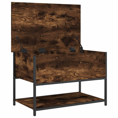 Smoked Oak Storage Bench - 70x42.5x47 cm Engineered Wood