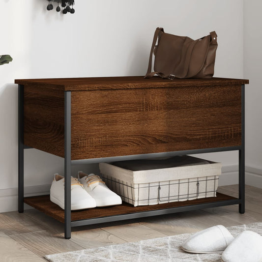 Brown Oak Storage Bench 70x42.5x47 cm - Engineered Wood