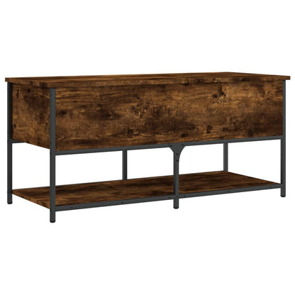 Smoked Oak Storage Bench - Engineered Wood (100x42.5x47 cm)