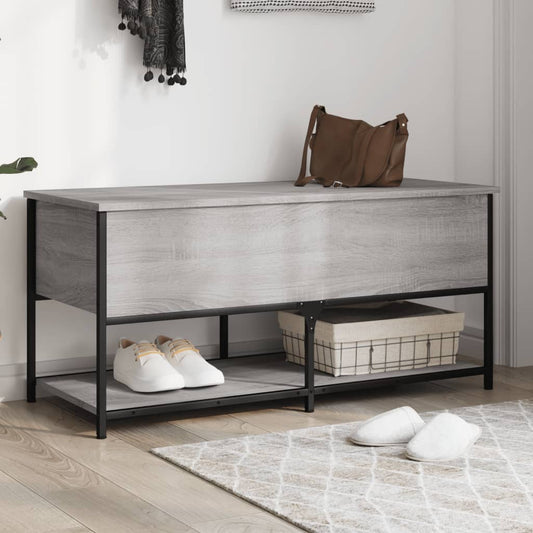Grey Sonoma Storage Bench, Engineered Wood, 100x42.5x47 cm