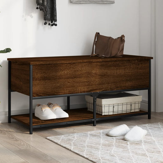 Brown Oak Storage Bench, Engineered Wood 100x42.5x47 cm