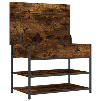Smoked Oak Shoe Bench - 70x42.5x50 cm Engineered Wood