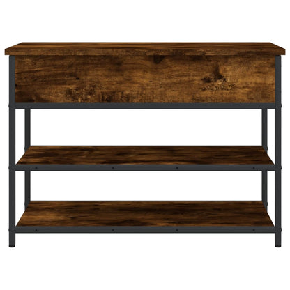 Smoked Oak Shoe Bench - 70x42.5x50 cm Engineered Wood
