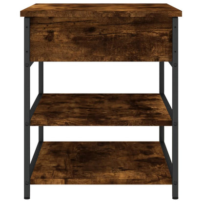 Smoked Oak Shoe Bench - 70x42.5x50 cm Engineered Wood