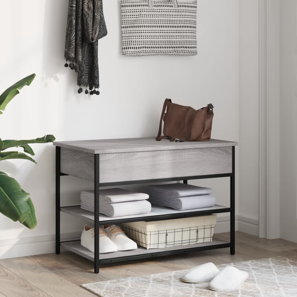 Grey Sonoma Shoe Bench 70x42.5x50 cm, Engineered Wood