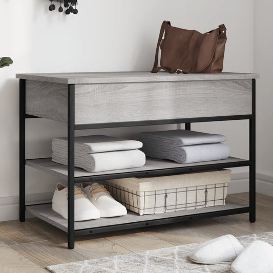 Grey Sonoma Shoe Bench 70x42.5x50 cm, Engineered Wood