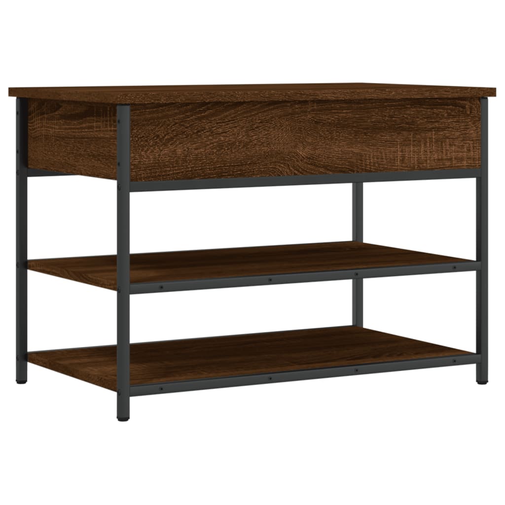 Brown Oak Shoe Bench - 70x42.5x50 cm Engineered Wood