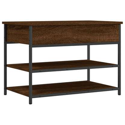 Brown Oak Shoe Bench - 70x42.5x50 cm Engineered Wood