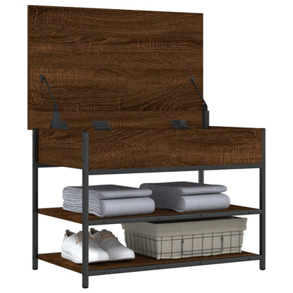Brown Oak Shoe Bench - 70x42.5x50 cm Engineered Wood