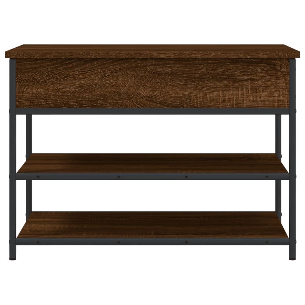 Brown Oak Shoe Bench - 70x42.5x50 cm Engineered Wood