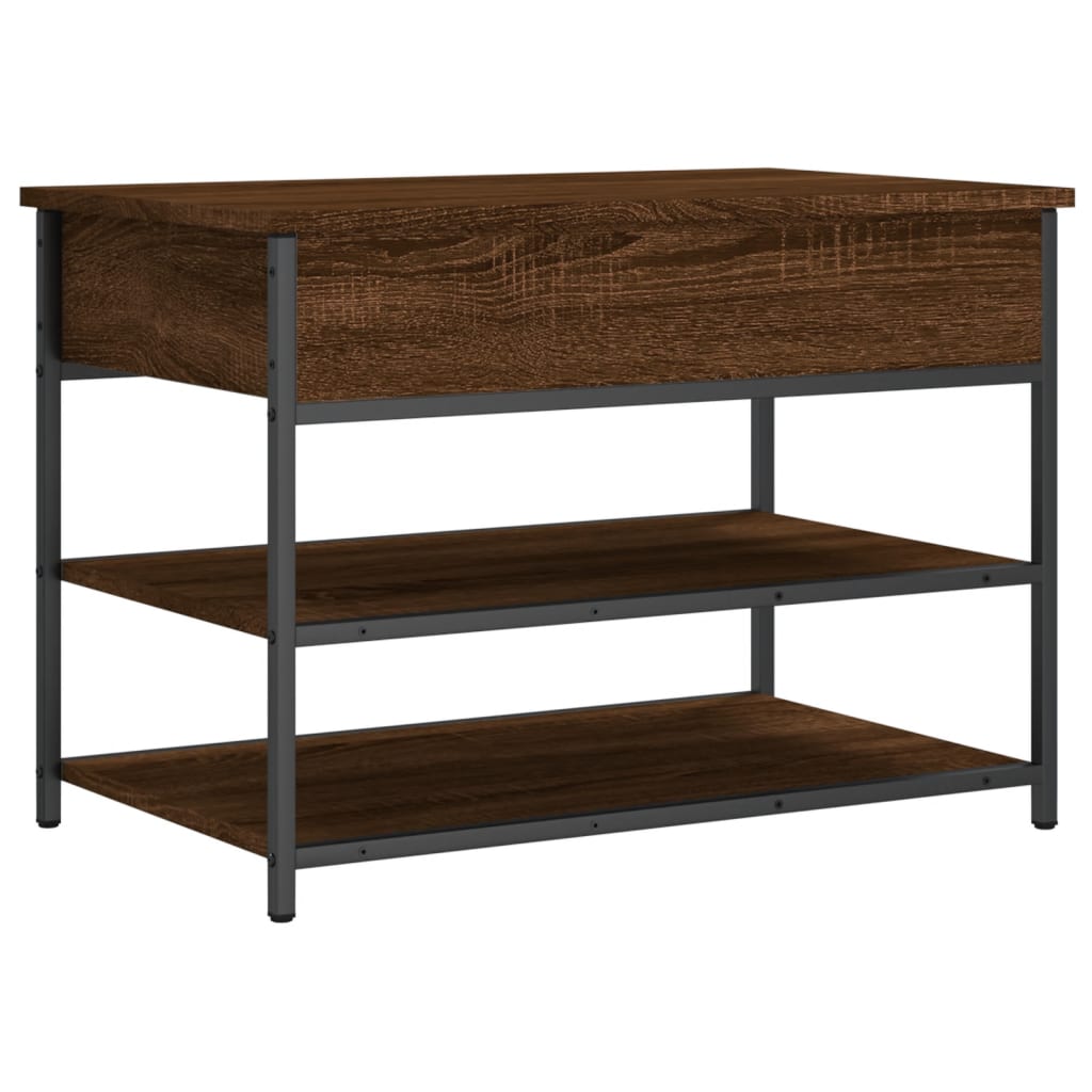 Brown Oak Shoe Bench - 70x42.5x50 cm Engineered Wood