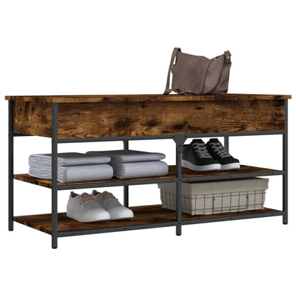 Smoked Oak Shoe Bench, 100x42.5x50 cm, Engineered Wood Organizer
