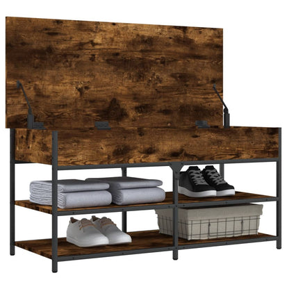 Smoked Oak Shoe Bench, 100x42.5x50 cm, Engineered Wood Organizer