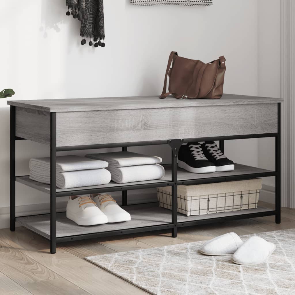 Grey Sonoma Engineered Wood Shoe Bench 100x42.5x50 cm