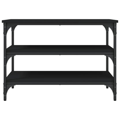Sleek Black Engineered Wood Shoe Bench 70x38.5x49 cm